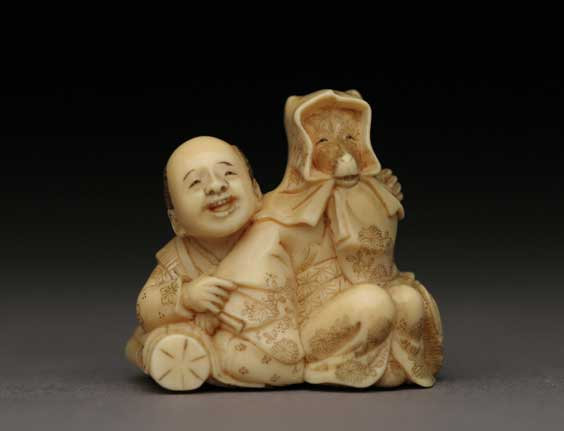 Appraisal: ANTIQUE IVORY NETSUKE Antique well carved and detailed ivory netsuke