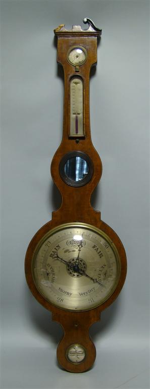 Appraisal: ENGLISH MAHOGANY BANJO BAROMETER h w in