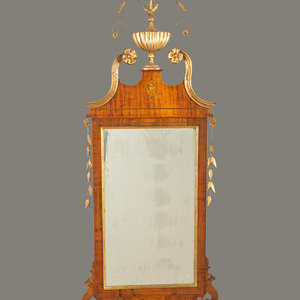 Appraisal: A Chippendale Parcel Gilt and Inlaid Mahogany Mirror Late th