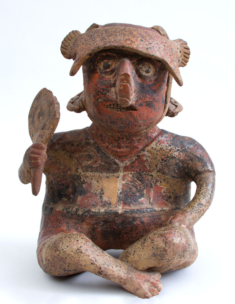 Appraisal: NAYARIT PROTOCLASSICAL PAINTED POTTERY FIGURE OF A SEATED MALE With