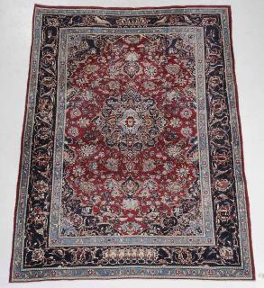 Appraisal: Tabriz Style Carpet cobalt medallion pendants and spandrels on red