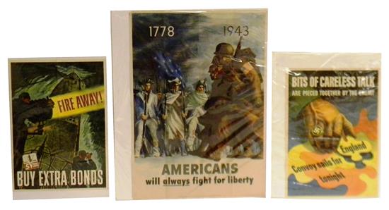 Appraisal: WWII Posters three pieces Americans Will Always Fight for Liberty