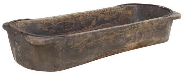 Appraisal: Rustic Spanish trough fashioned from single log having iron accents