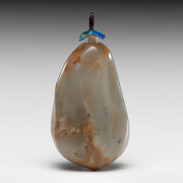 Appraisal: Chinese late th century A nephrite jade pebble snuff bottle