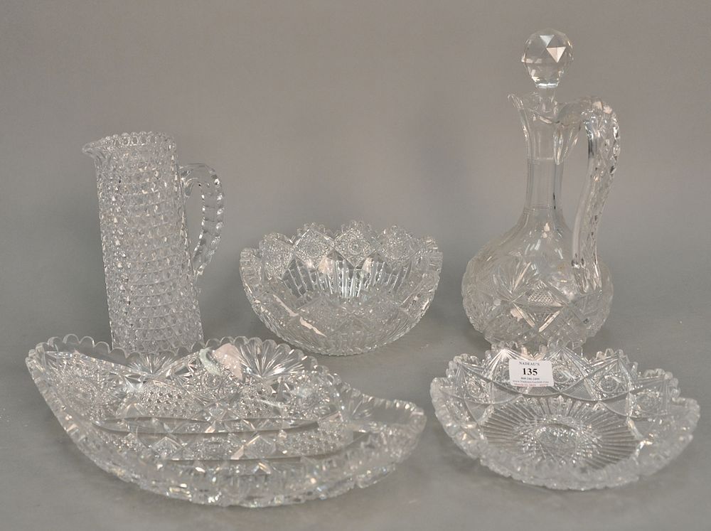 Appraisal: Group of five American Brilliant cut glass pieces including oblong