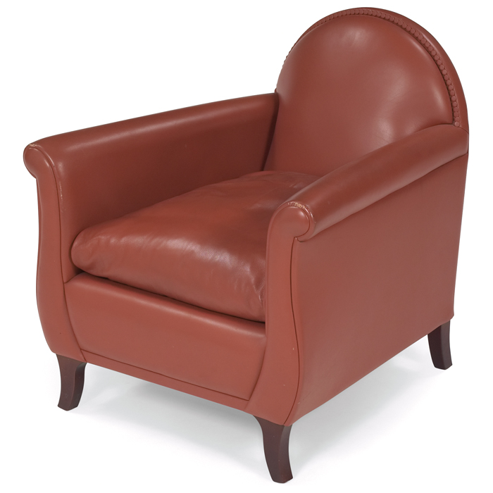 Appraisal: Poltrona Frau ''Lyra'' armchair Italy original tan leather upholstery down-filled