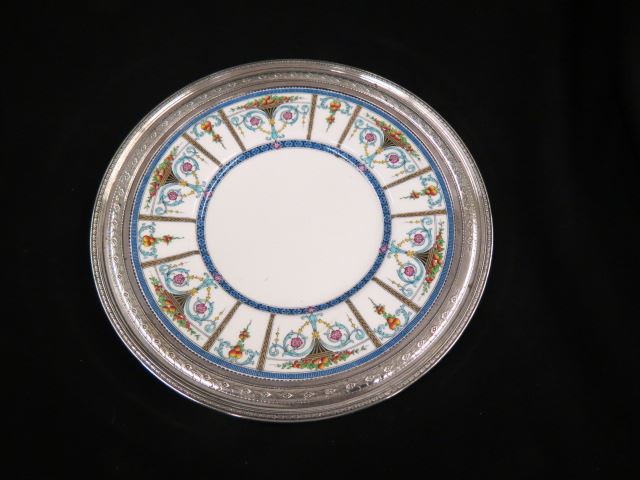 Appraisal: Minton Porcelain Serving Traywith sterling silver trim diameter signed excellent