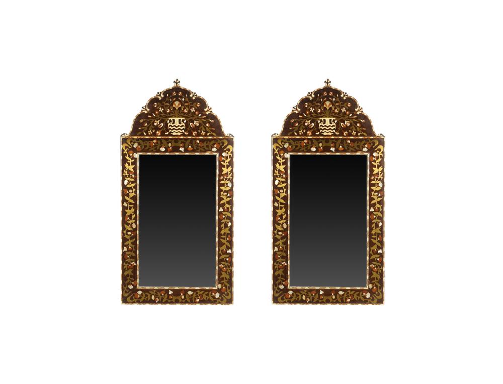 Appraisal: PAIR OF MOORISH STYLE INLAID WALL MIRROS st century each