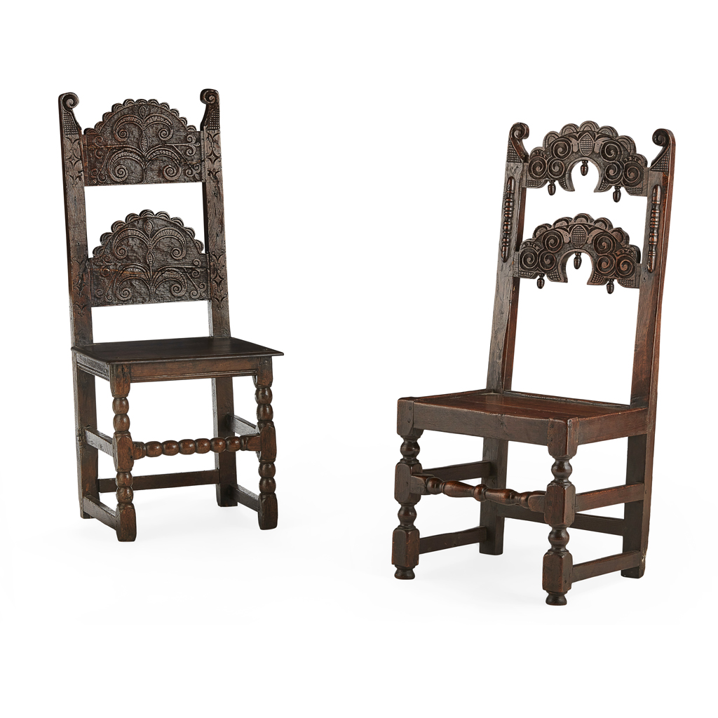 Appraisal: TWO NORTH YORKSHIRE OAK SIDE CHAIRS TH CENTURY the first