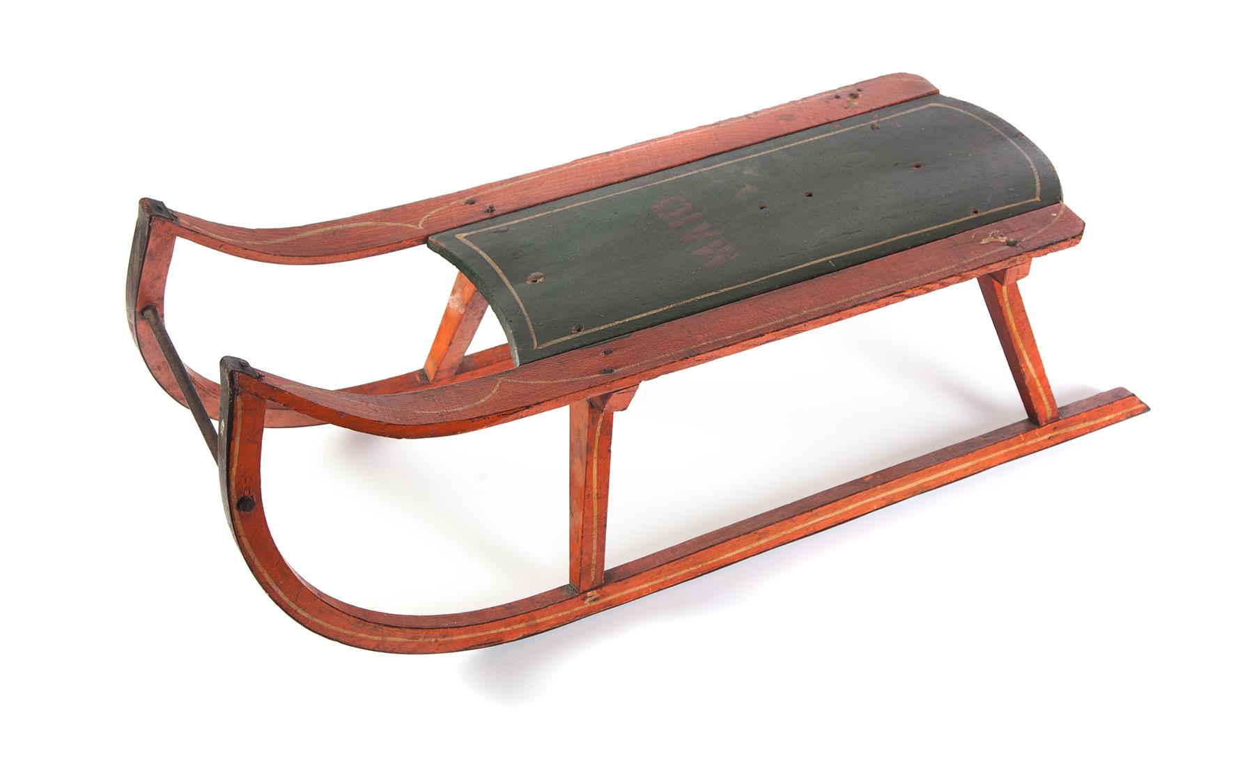 Appraisal: CHILD'S SLED Late th century Oak and poplar original paint