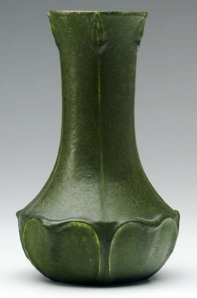 Appraisal: GRUEBY Bulbous vase with full-height buds alternating with rounded leaves