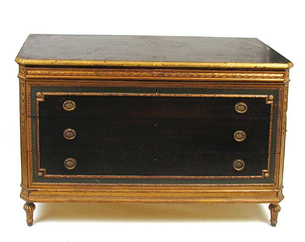 Appraisal: A Louis XVI style painted and parcel gilt commode height