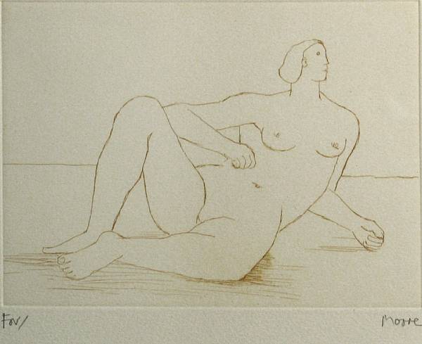 Appraisal: Henry Moore British - Reclining Nude I C Color etching