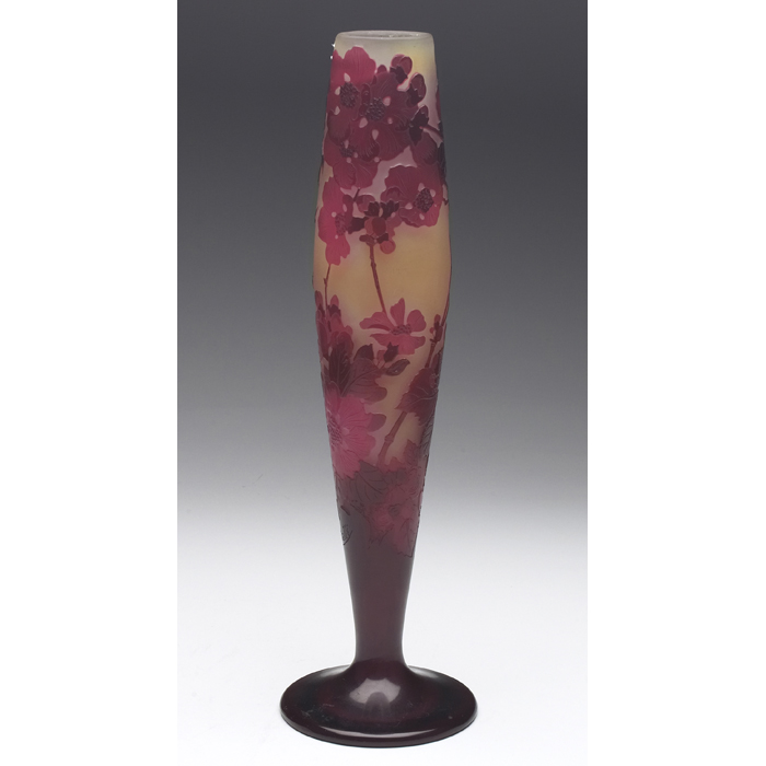 Appraisal: Galle vase unusual and nicely executed cameo cut design of