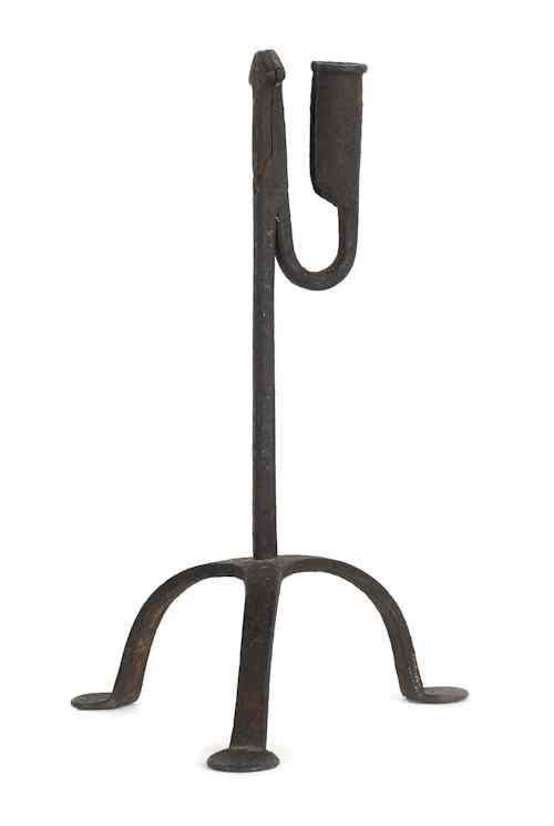 Appraisal: Forged iron rush light early th c together with a