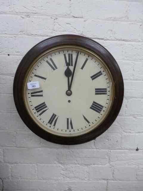 Appraisal: A MAHOGANY CASED CIRCULAR DIAL WALL CLOCK the painted dial