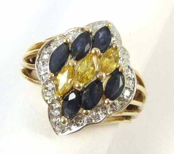 Appraisal: SAPPHIRE CITRINE AND DIAMOND RING k yellow and white gold