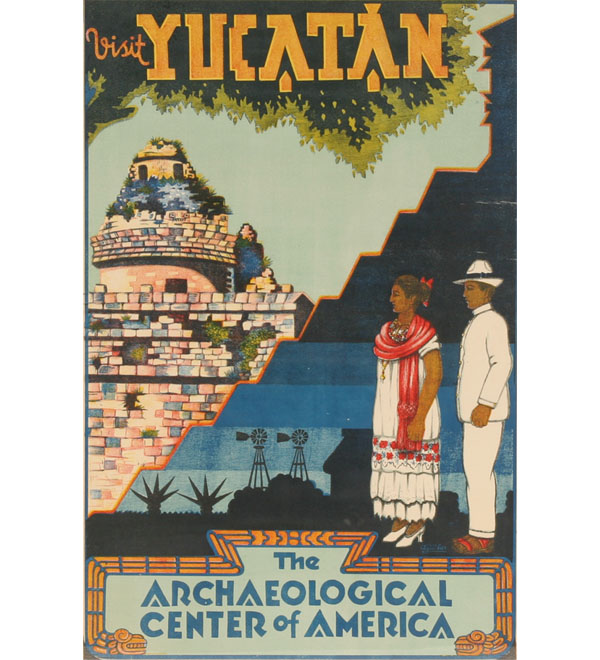 Appraisal: Alfonso Aguilar Visit Yucatan Vintage travel poster Signed in the