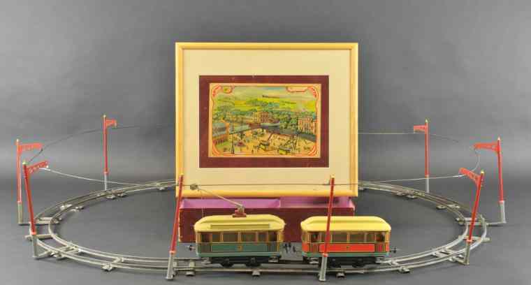 Appraisal: CARETTE BOXED TROLLEY SET Includes motorized unit and trailer car