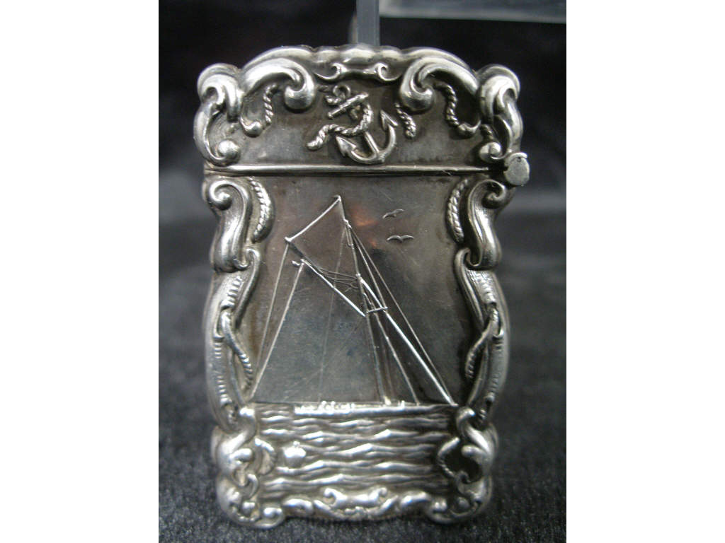 Appraisal: Sterling Silver Match Safe Early th c repousse chased design