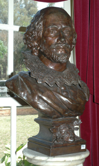 Appraisal: A BRONZE BUST OF WILLIAM SHAKESPEARE Incised mark BLOT Ft