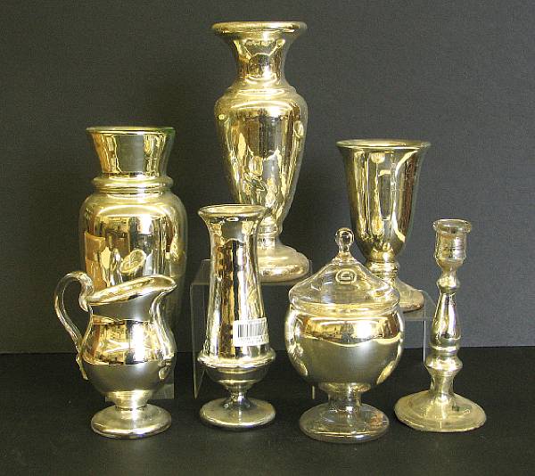 Appraisal: A collection of approximately forty-three pieces silvered mercury glass second