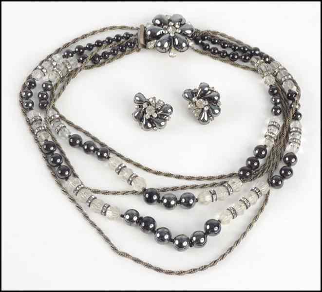 Appraisal: HOBE ROPE TWIST AND GLASS DEMI-PARURE Comprising a five-strand necklace