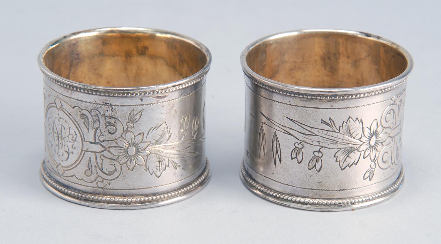 Appraisal: PAIR OF RUSSIAN SILVER NAPKIN RINGS Approx troy oz ConditionGood