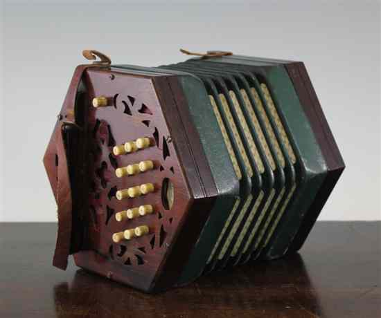 Appraisal: A th century rosewood concertina by C Morris Hanley with