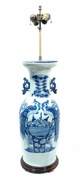 Appraisal: A large Chinese blue and white porcelain vase now mounted