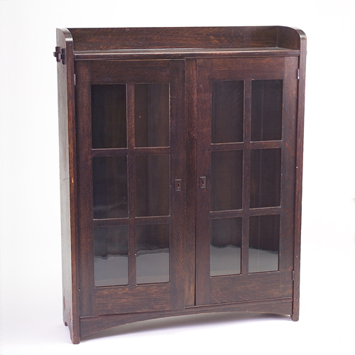 Appraisal: Arts Crafts two-door bookcase with gallery top keyed through-tenon construction