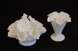 Appraisal: MILK GLASS EPERGNE AND VASE