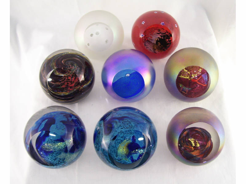 Appraisal: - Glass Eye Studio Galaxy Paper Weights Lot contains eight