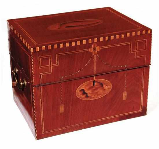 Appraisal: Federal inlaid mahogany liquor box possibly Baltimore circa hinged lid