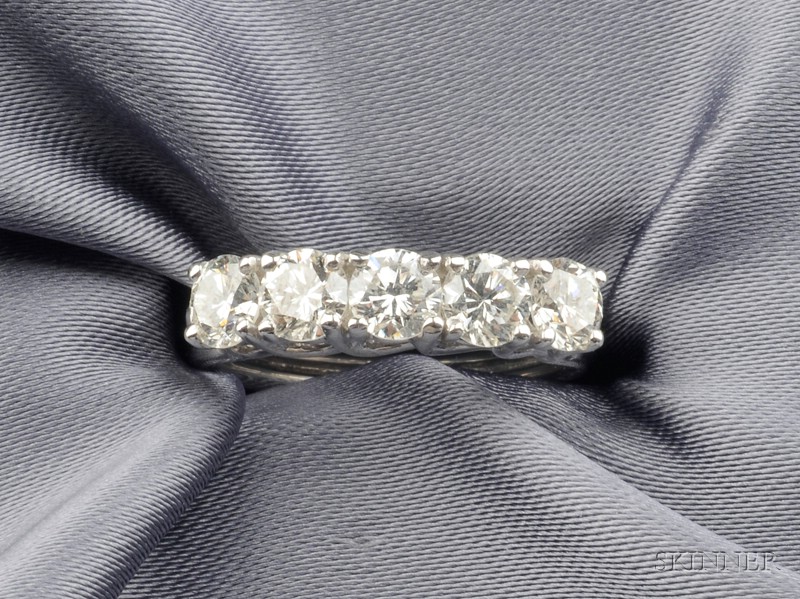 Appraisal: Platinum and Diamond Band set with five full-cut diamonds approx