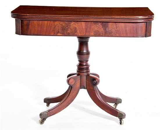 Appraisal: Regency mahogany games table early th century rectangular tip and