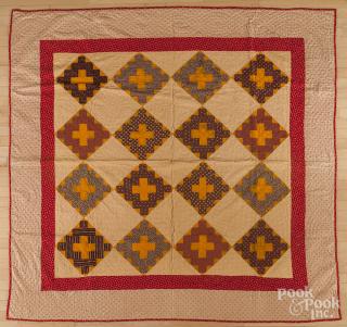 Appraisal: Pieced diamonds in square quilt ca '' x ''