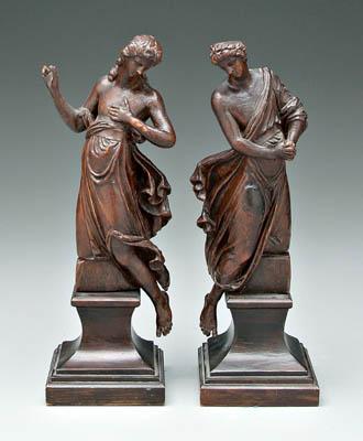 Appraisal: Pair wooden creche figures both in stances of adoration carved