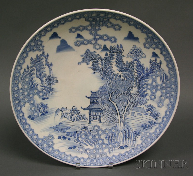 Appraisal: Blue and White Charger Japan th century Arita ware design