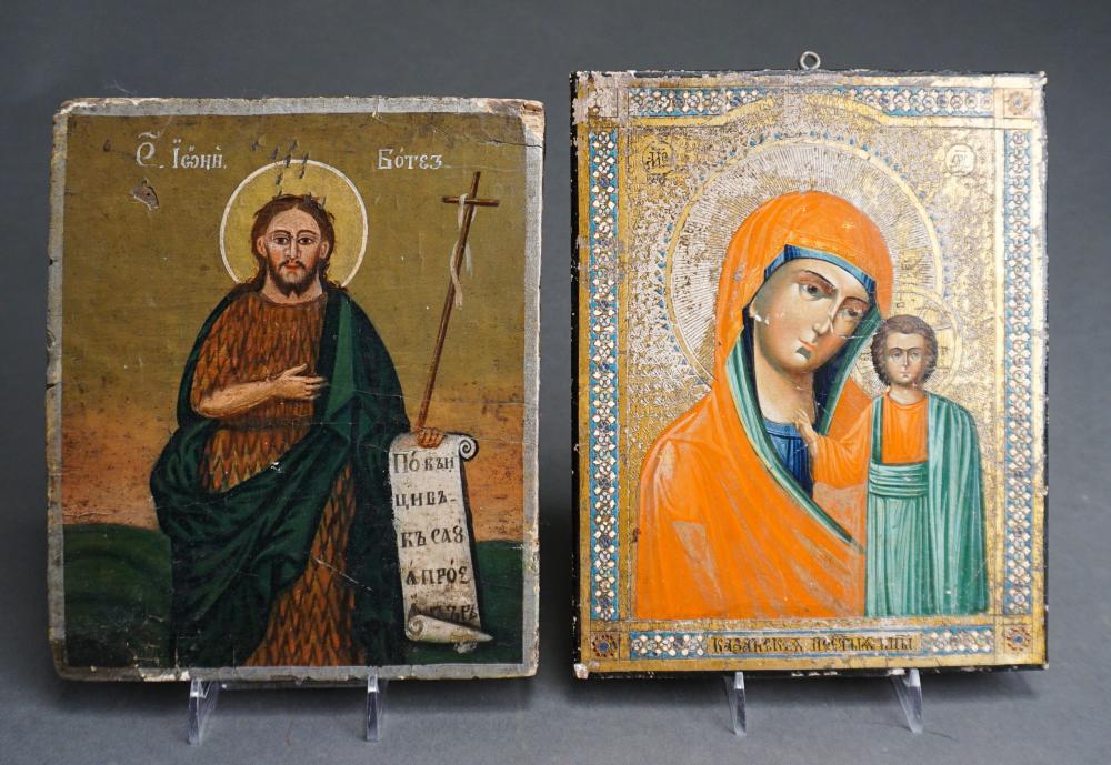 Appraisal: Two Russian-Greco Icons of The Mother of God and St