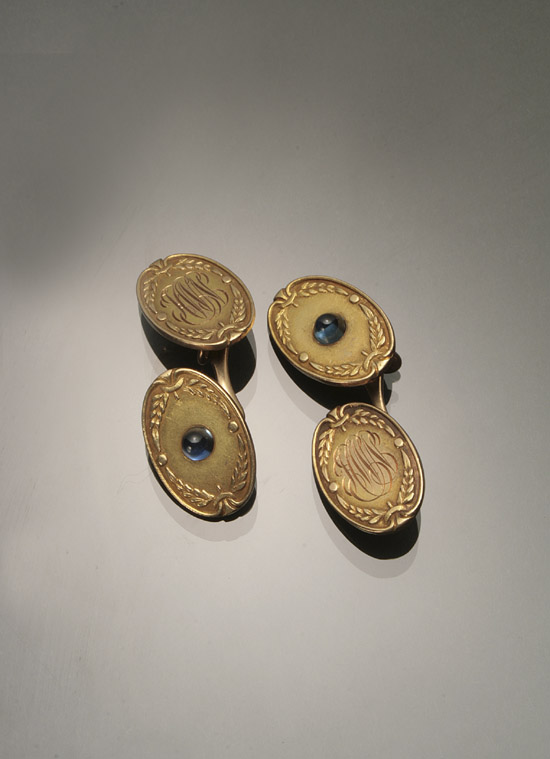 Appraisal: Pair of Victorian -Karat Yellow-Gold and Blue Sapphire Cuff Links