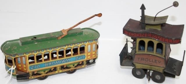 Appraisal: LOT OF TIN LITHOGRAPH TOYS TO INCLUDE BROADWAYTROLLEY CAR BY