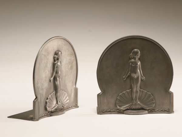 Appraisal: Just Andersen Danish pewter bookends depicting the birth of Venus