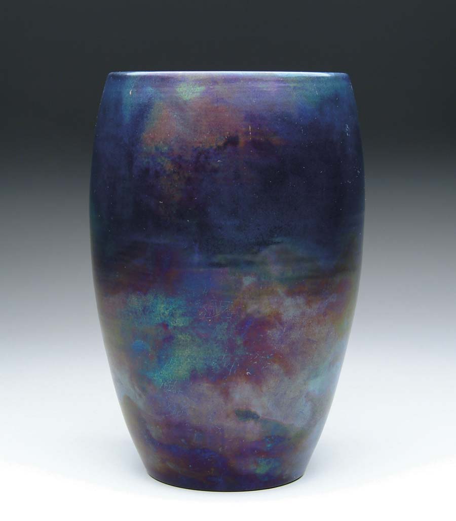 Appraisal: ZSOLNAY POTTERY VASE Lovely Zsolnay vase has elegant blue iridescent