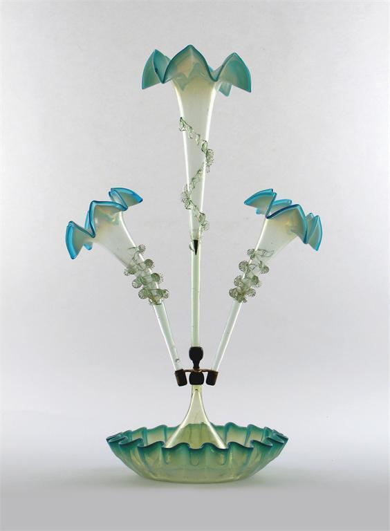 Appraisal: A tall blue glass pergne