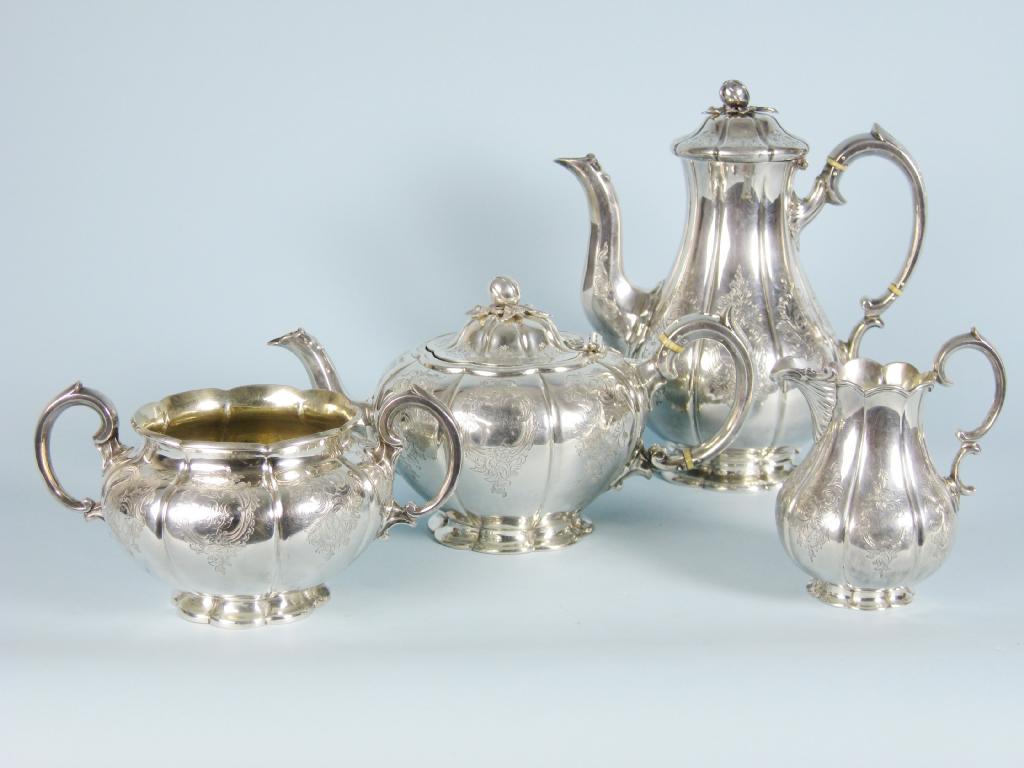 Appraisal: A Victorian four piece Tea and Coffee Service of lobed