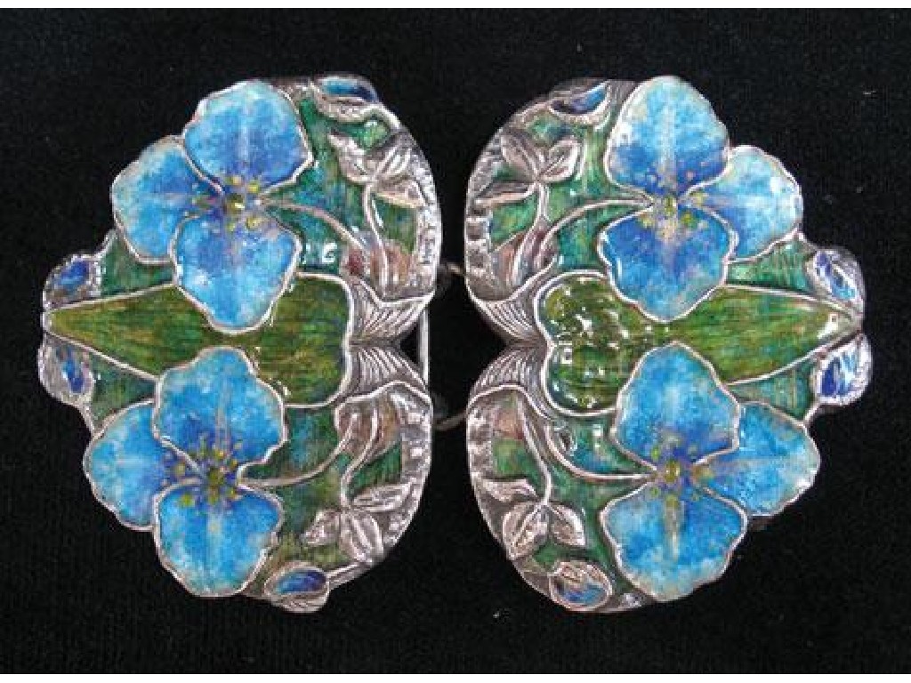 Appraisal: A FRENCH SILVER AND ENAMELLED BUCKLE each part enamelled in