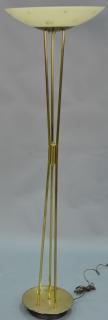 Appraisal: Brass tripod torchiere lamp shade signed Gill LS ht in