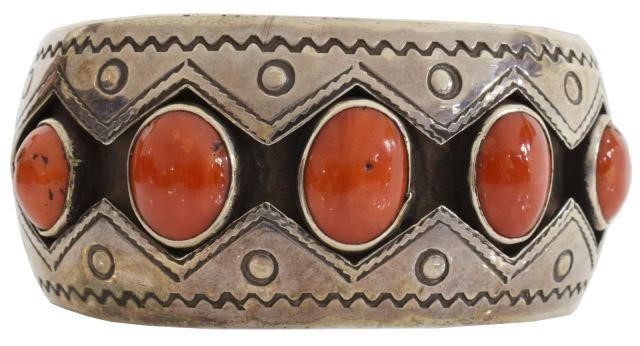 Appraisal: Native American silver content unknown cuff bracelet signed W M