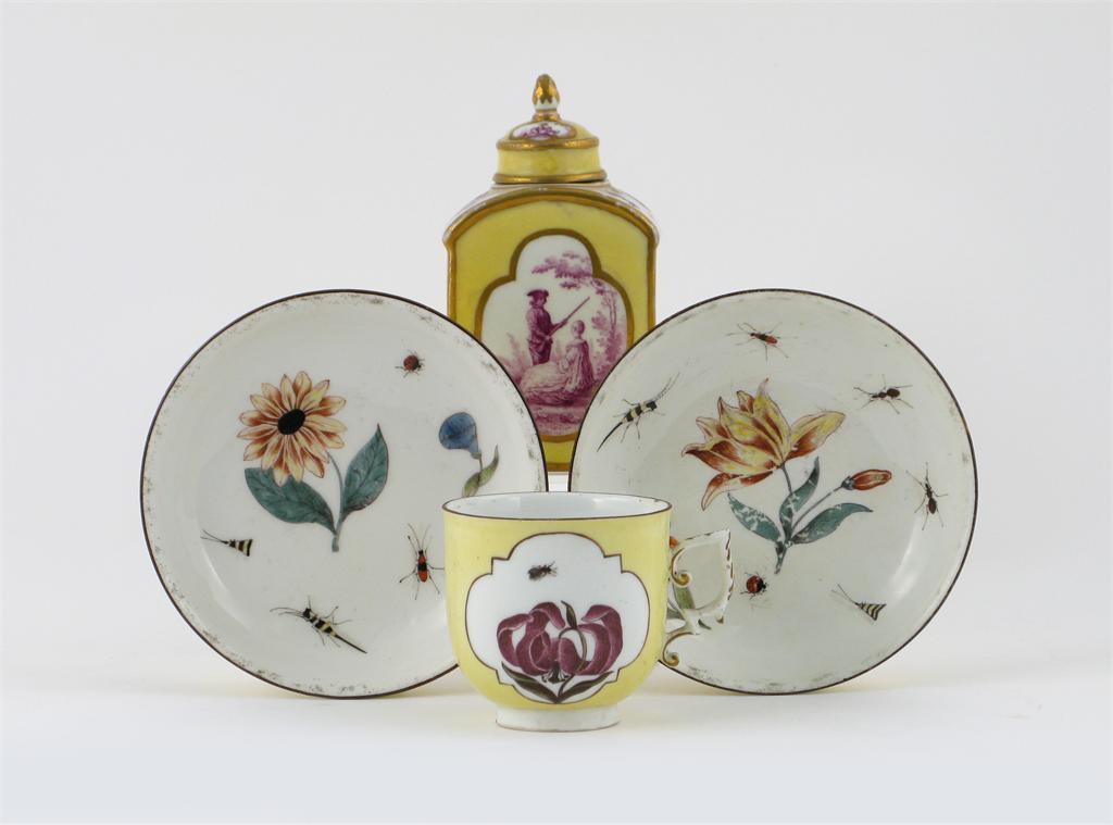 Appraisal: A Meissen cup and two saucers